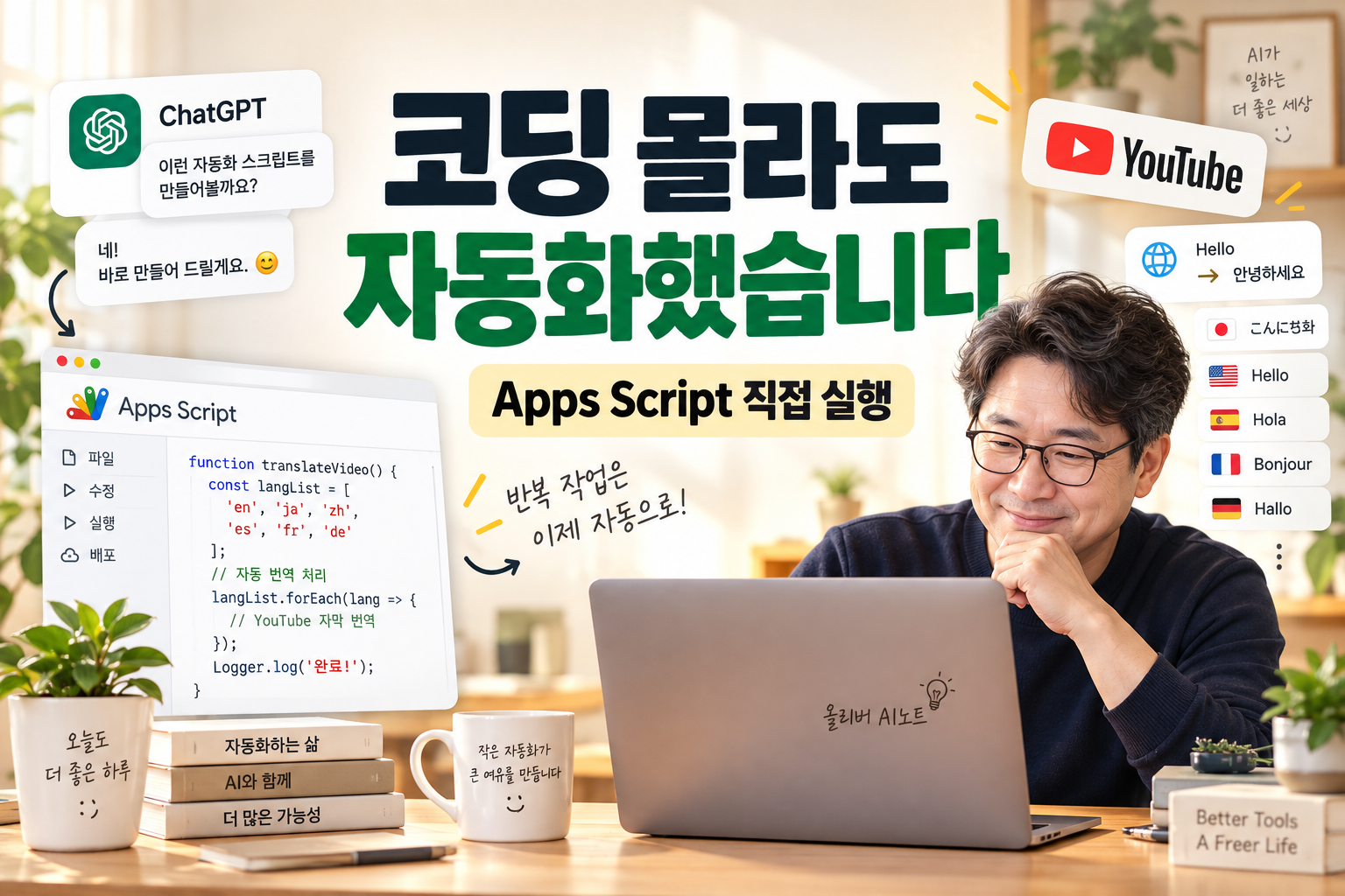 코딩을 몰라도 자동화할 수 있을까? | Apps Script로 유튜브 번역을 직접 돌려봤습니다