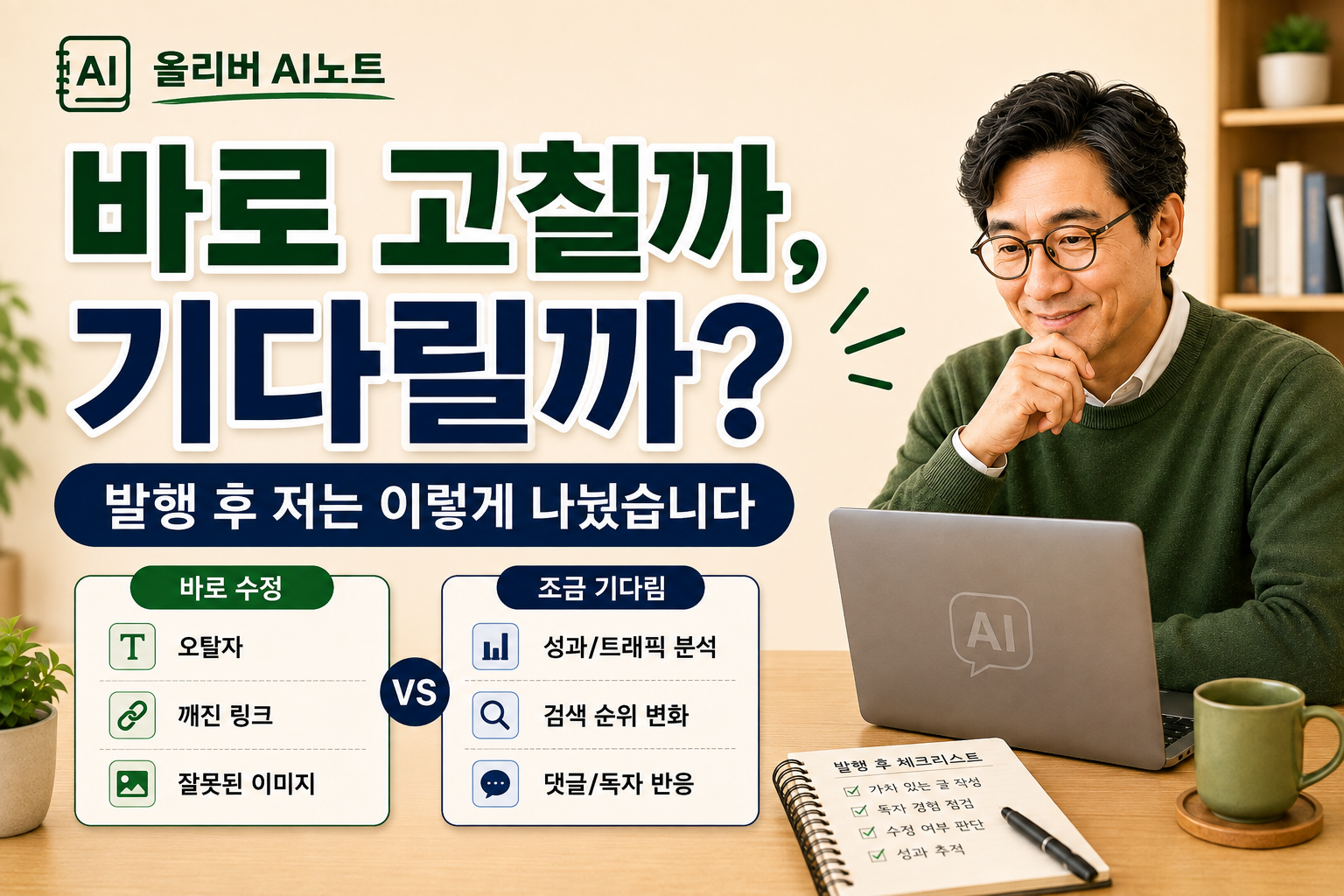 글 발행 후 바로 고치지 않습니다 | 바로 수정할 것과 기다릴 것